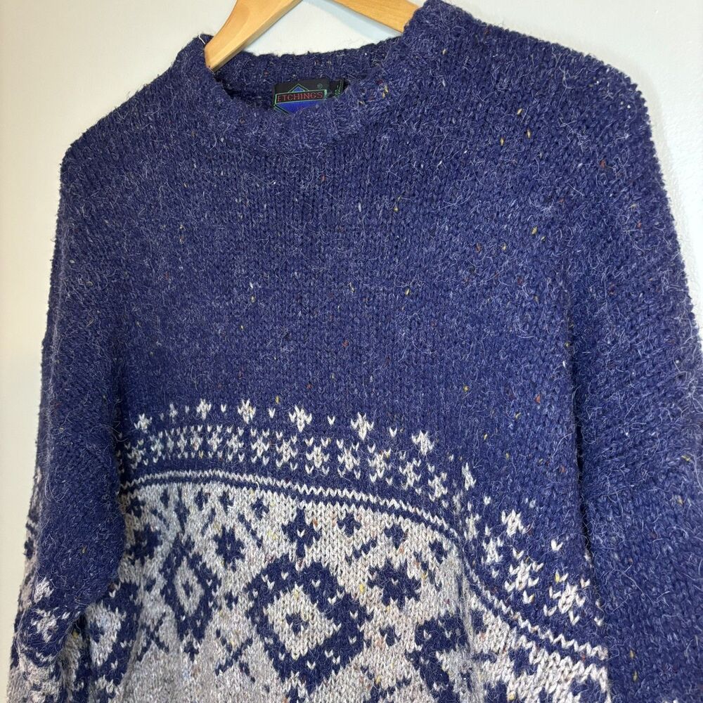 Vintage Etchings Men’s Sweater Wool Blend Grandpa 80s 90s Fair Isle Cabincore L - Picture 2 of 9